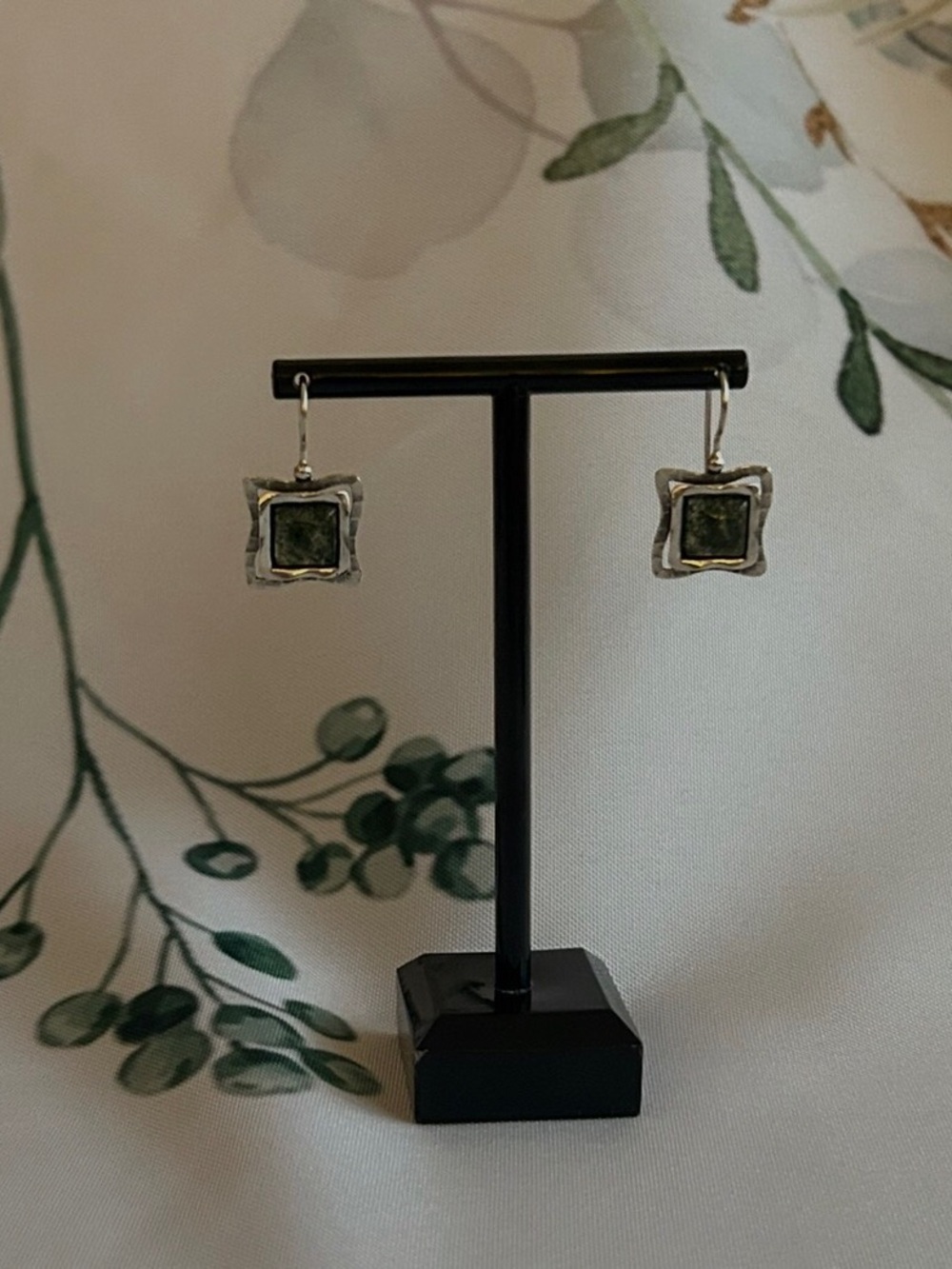 Grace & Heart Green Moss Agate Sterling Silver Drop Earrings